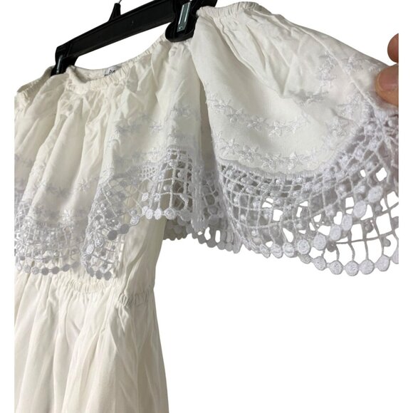 Love Fire White Off-Shoulder Maxi Dress XS/S Rayon/Polyester RD10170 - Picture 4 of 11